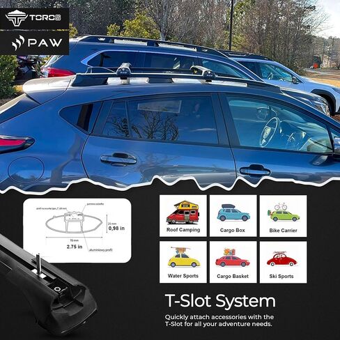 قضبان متقاطعة لحامل السقف لسيارة Kia EV9 (2024–Up) - تناسب قضبان السقف المرتفعة (GT-Line) أو القضبان المتدفقة/المدمجة (الرياح والأرض) غطاء ألومنيوم قابل للقفل بدون مثقاب بوزن 330 رطلًا (فضي، GT-Line/قضبان سقف مرتفعة) in Kuwait