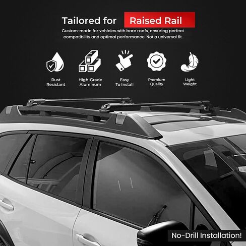 قضبان متقاطعة لحامل السقف لسيارة Kia EV9 (2024–Up) - تناسب قضبان السقف المرتفعة (GT-Line) أو القضبان المتدفقة/المدمجة (الرياح والأرض) غطاء ألومنيوم قابل للقفل بدون مثقاب بوزن 330 رطلًا (فضي، GT-Line/قضبان سقف مرتفعة) in Kuwait