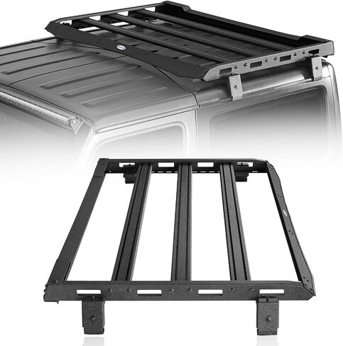 Hooke Road JL 2 Doors Roof Rack Aluminum Cross Bar Cargo Basket Carrier for 2018-2025 Jeep Wrangler JL 2-Door Hard Top - Easily Remove Front Top Panels in Saudi Arabia