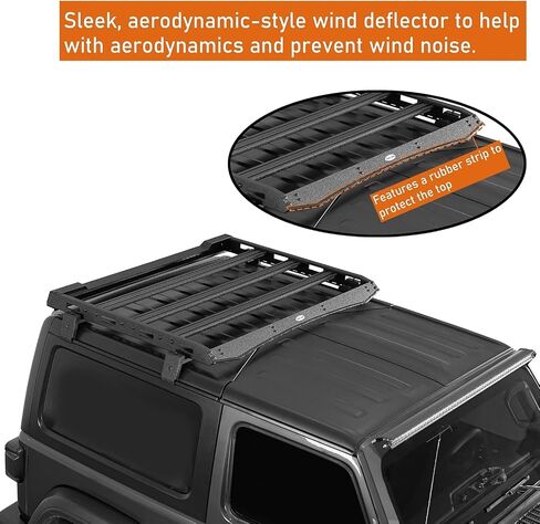 Hooke Road JL 2 Doors Roof Rack Aluminum Cross Bar Cargo Basket Carrier for 2018-2025 Jeep Wrangler JL 2-Door Hard Top - Easily Remove Front Top Panels in Saudi Arabia