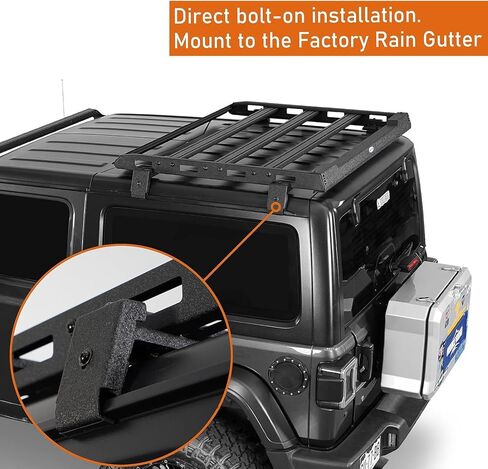 Hooke Road JL 2 Doors Roof Rack Aluminum Cross Bar Cargo Basket Carrier for 2018-2025 Jeep Wrangler JL 2-Door Hard Top - Easily Remove Front Top Panels in Saudi Arabia