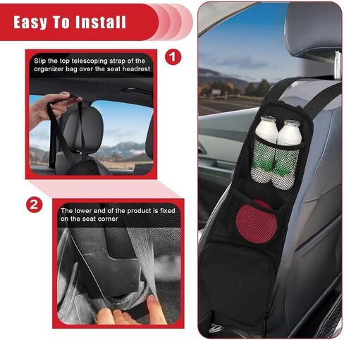 Car Seat Storage Hanging Bag, Multi-Pocket Seat Side Organizer, Can Hold Mobile Phone, Wallet, Glasses, Ideal for Cars, SUVs, Trucks, Black in Saudi Arabia