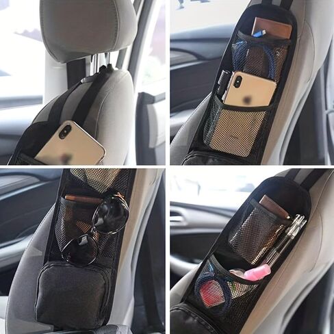 Car Seat Storage Hanging Bag, Multi-Pocket Seat Side Organizer, Can Hold Mobile Phone, Wallet, Glasses, Ideal for Cars, SUVs, Trucks, Black in Saudi Arabia