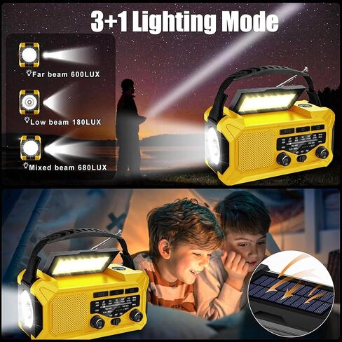 10000mAh Emergency Radio,Multi-Function AM/FM/NOAA Weather Radio,Hand Crank,USB Cable 3 Charging Methods,SOS Alarm,Flashlight,Phone Charger,Compass,Reading Lamp(Silver Grey) in Saudi Arabia