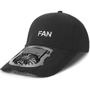Fan Hat-Men's Women's Novelty Hat-Hat with Built in Solar-Unisex USB Charging 3-Speed Fun Baseball Cap (US, Alpha, 3X-Small, 4X-Large, Black) in Saudi Arabia