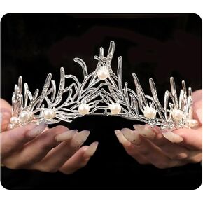 Wedding Crystal Tiara for Women Elegant Bridal Pearl Rhinestone Crown Swan Queen Princess Costume Crown Star Crystal Headpiece Accessory for Cosplay Birthday Party in Kuwait