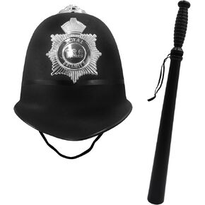 Nicky Bigs Novelties British Bobbie Hat and Baton Costume Prop Accessory Set Black in Saudi Arabia