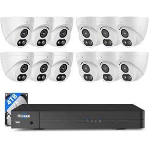 [121°Wide View+3TB HDD] Hiseeu 4K Security Camera System, 8 Pcs 8MP PoE Security Camera Outdoor, Human Vehicle Detect, Color Night Vision, 0 Fee Remote Access, for Indoor Outdoor Home Surveillance Use in Saudi Arabia