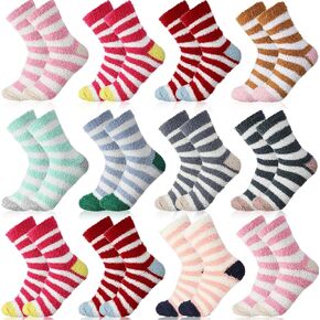 12 Pairs Fuzzy Socks for Women Warm Fluffy Socks Bulk Winter Soft Sleep Slipper Socks for Home Outdoor Christmas in Kuwait