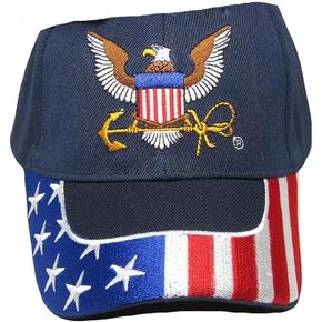 قبعة البحرية الأمريكية USN Eagle Anchor National USA العلم الأمريكي باللون الأزرق المطرزة (مرخصة رسميًا من قبل البحرية الأمريكية) in Kuwait