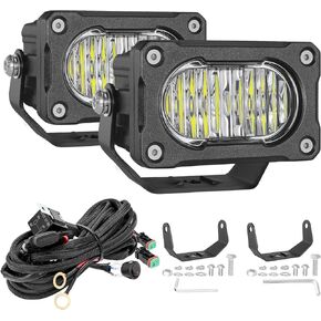 Flush Mount LED Pods 2PCS 4 Inch 40W Flood Beam Offroad Driving Lights with Wiring Harness Reverse Backup Flush Light Bar Off Road Lights for Truck Pickup UTV ATV SUV Boat in Kuwait