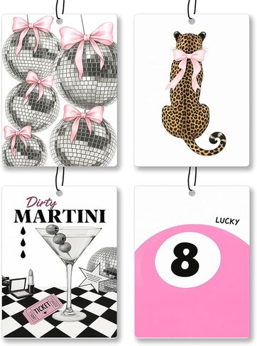 Preppy Coquette Pink Bow Floral Car Air Freshener 4 Pcs - Trendy How Lucky Are We Bow Flowers Air Freshener Hanging Decor for Cars Closet Drawer Books, Girly Car Accessories Mirror Decor for Women in Saudi Arabia