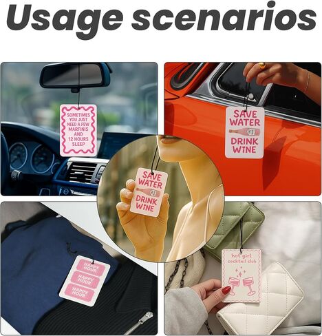 Preppy Coquette Pink Bow Floral Car Air Freshener 4 قطع - عصري كم نحن محظوظون نحن القوس الزهور معطر الهواء المعلق ديكور للسيارات خزانة الكتب درج، اكسسوارات السيارات جرلي مرآة ديكور للنساء in Kuwait