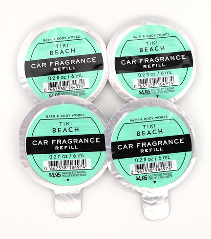 Generic تيكي بيتش، للاستحمام والجسم، عبوة إعادة تعبئة عطر السيارة، 0.2 أونصة سائلة لكل منها، 4 عبوات، شفاف in Saudi Arabia