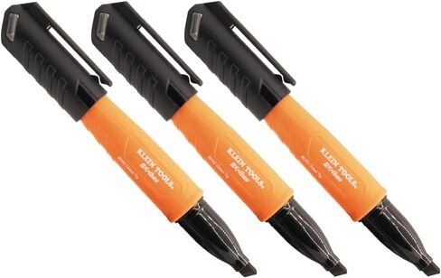 Klein Tools 861923 Skribes Permanent Markers, Chisel Tip, Professional-Grade Ink, Jobsite Marker for Wet, Dry and Oily Surfaces, Assorted Colors, 3-Pack in Kuwait