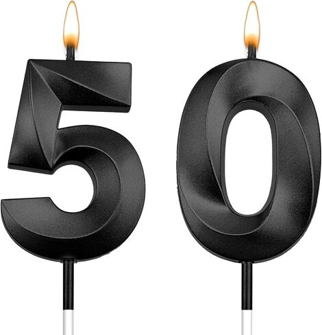 Black 50th Birthday Candles for Cake Happy 50 Birthday Decorations for Her Happy 50 Birthday Cake Topper 50th Anniversary Cake Topper 50 Birthday Decorations for Women Velas De Cumpleaños in Saudi Arabia