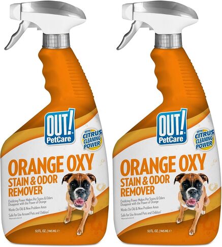 خارج! Petcare Complete Oxy Pet Stain and Roasover Money ، Spray Oxy Orange Cleaner ، وصمة عار ورائحة ، ونظافة السجاد الأليفة ، ومزيل البول ومحايض الرائحة ، آمن ، فعال ، 32 أوقية in Kuwait