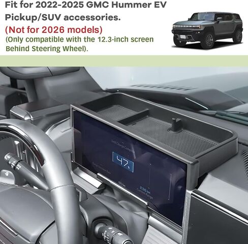 Dash Storage Box Compatible with 2022-2025 GMC Hummer EV Pickup/SUV Interior Accessories, Center Console Dashboard Organizer Tray Mount Holder 12.3" Car Speed Dashboard (Behind Steering Wheel) in Saudi Arabia