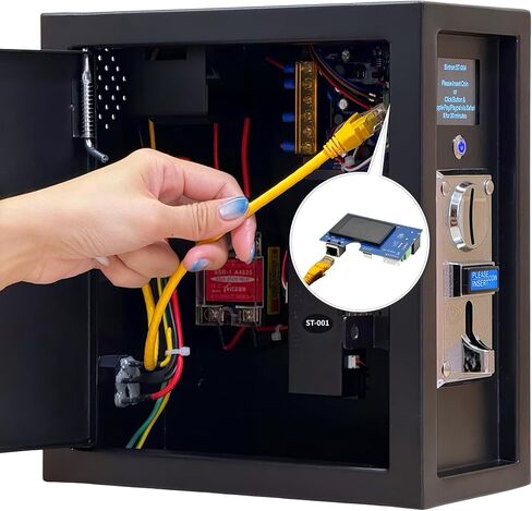 Sintron ST-005 220V LCD Coin & Mobile Payment for Apple Paypal الذي يعمل بصندوق الطاقة للتحكم في المؤقت مع NEMA 14-30R 4 Prong لآلة البيع، وكراسي التدليك، وملمعات الأحذية، والغسالات، والمجفف in Kuwait