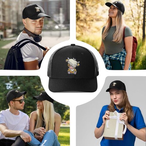Highland Cow Hat-Cow Print Hat,Highland Cow Gifts for Women/Men,Cute Hats-Funny Trucker Hat in Saudi Arabia