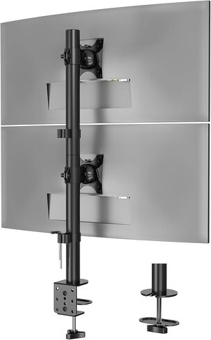 BONTEC Triple Monitor Desk Mount for One 32 Inch Screen and Two 27 Inch Screens, Supports up to 22lbs, with Full Motion Adjustability, Dual Installation Options and Integrated Cable Management, Black in Kuwait