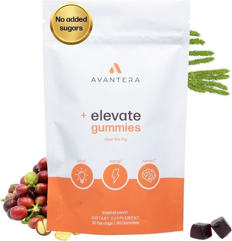 Avantera Elevate Gummies Premium Nootropic Supplement - Beat Brain Fog - Best Focus Supplements for Memory & Focus Support - Energy Without Crash - 60 Gummies for Women & Men in Saudi Arabia