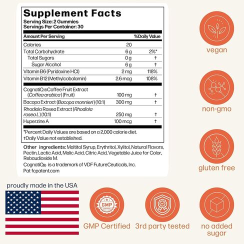 Avantera Elevate Gummies Premium Nootropic Supplement - Beat Brain Fog - Best Focus Supplements for Memory & Focus Support - Energy Without Crash - 60 Gummies for Women & Men in Saudi Arabia