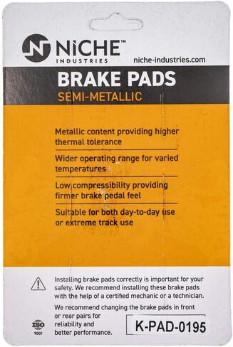 NICHE Brake Pad Set for Yamaha TTR230 Kawasaki KLR650 Suzuki AN400 (Semi-Metallic) in Saudi Arabia
