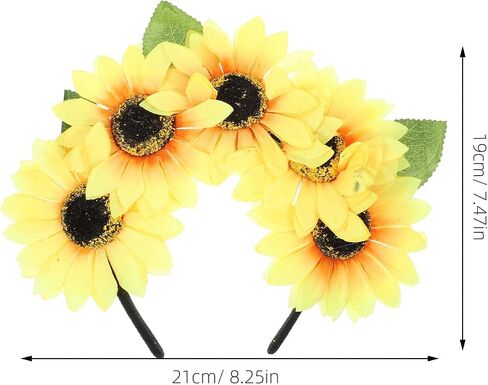 زهرة عباد الشمس ديكور الهالوين ديكور الهالوين عصابة شعر عباد الشمس الاصطناعية أغطية الرأس المزخرفة عصابة رأس اليوغا خوذة الزفاف صور الدعامة النسائية ديكور بوهو in Kuwait
