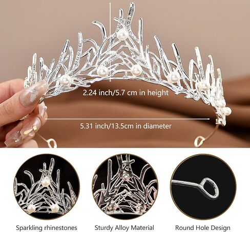 تاج كريستال للزفاف للنساء أنيق لحفلات الزفاف واللؤلؤ وحجر الراين والتاج البجعة والملكة والأميرة زي تاج ونجمة كريستال إكسسوار للرأس لحفلات أعياد الميلاد in Kuwait