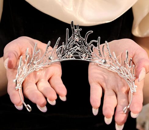 تاج كريستال للزفاف للنساء أنيق لحفلات الزفاف واللؤلؤ وحجر الراين والتاج البجعة والملكة والأميرة زي تاج ونجمة كريستال إكسسوار للرأس لحفلات أعياد الميلاد in Kuwait