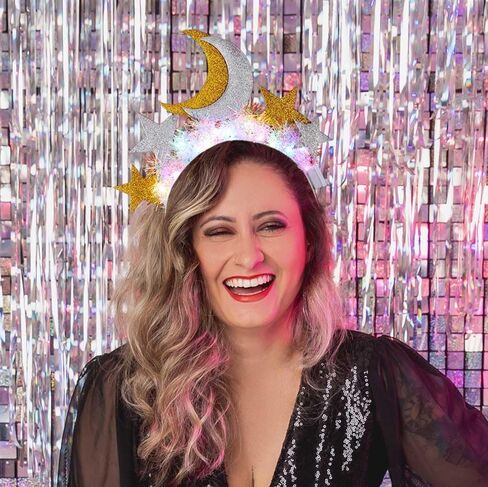EARENT Light Up Star Headband Led Glow Moon Stars Hair Band Luminous Hair Hoop Glitter Tinsel Headpiece Rave Nightclub Costume Party Hair Accessories for Women (C-Gold+Silver) in Saudi Arabia