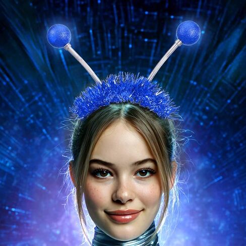 DRESBE Light Up Alien Headband LED Space Headbands Glow Antenna إكسسوارات الشعر للنساء (أزرق) in Kuwait