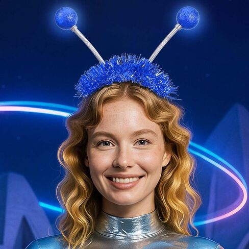 DRESBE Light Up Alien Headband LED Space Headbands Glow Antenna إكسسوارات الشعر للنساء (أزرق) in Kuwait