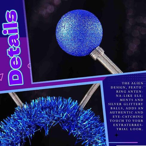 DRESBE Light Up Alien Headband LED Space Headbands Glow Antenna إكسسوارات الشعر للنساء (أزرق) in Kuwait