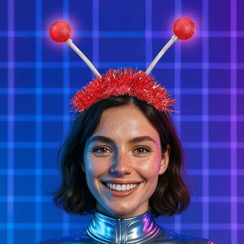 DRESBE Light Up Alien Headband LED Space Headbands Glow Antenna إكسسوارات الشعر للنساء (أزرق) in Kuwait