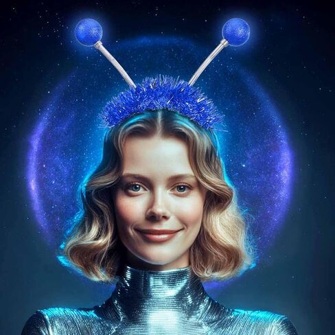 DRESBE Light Up Alien Headband LED Space Headbands Glow Antenna إكسسوارات الشعر للنساء (أزرق) in Kuwait