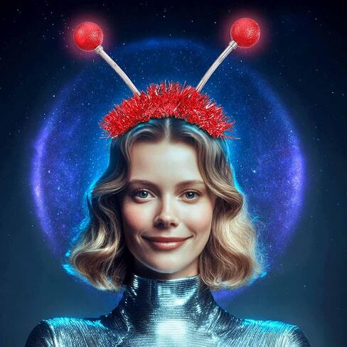 DRESBE Light Up Alien Headband LED Space Headbands Glow Antenna إكسسوارات الشعر للنساء (أزرق) in Kuwait
