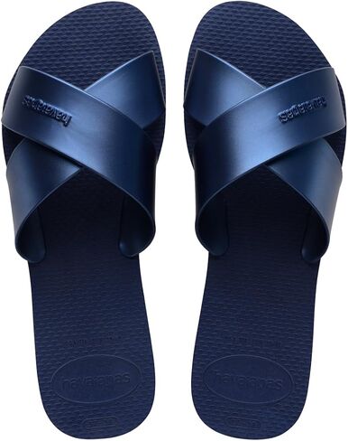 Havaianas Women's Aqua Metallic Sandals's Slides for Everyday Wear - Rose Gold, 7/8W in Saudi Arabia
