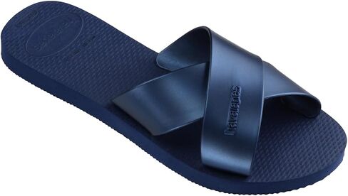 Havaianas Women's Aqua Metallic Sandals's Slides for Everyday Wear - Rose Gold, 7/8W in Saudi Arabia