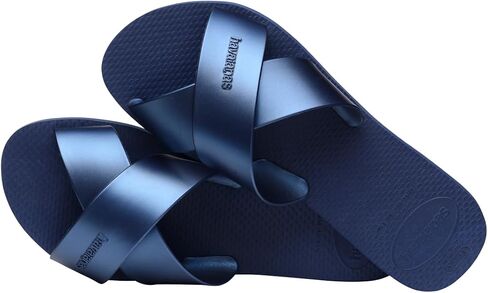Havaianas Women's Aqua Metallic Sandals's Slides for Everyday Wear - Rose Gold, 7/8W in Saudi Arabia