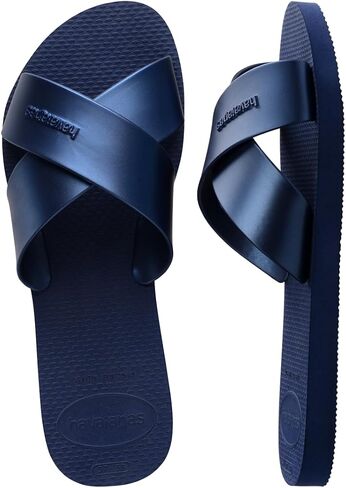Havaianas Women's Aqua Metallic Sandals's Slides for Everyday Wear - Rose Gold, 7/8W in Saudi Arabia