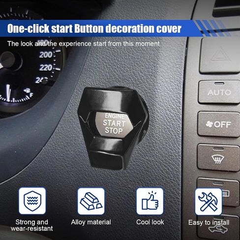 Push to Start Button Cover for Car Decoration, Zinc Alloy Power Control Trim Car Engine Start Stop Buttons Cover, One Button Key Ignition Switch Protective Sticker for Cars, SUVs (Red) in Saudi Arabia