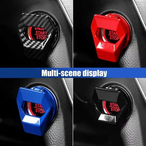 Push to Start Button Cover for Car Decoration, Zinc Alloy Power Control Trim Car Engine Start Stop Buttons Cover, One Button Key Ignition Switch Protective Sticker for Cars, SUVs (Red) in Saudi Arabia