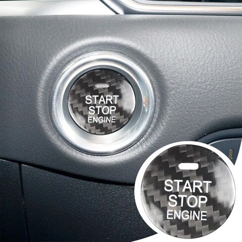Carbon Fiber Push Start Button Cover Compatible with Mazda CX-3 CX-4 CX-5 CX-8 MX-5 Axela Atenza Engine Start Stop Button Cover Key Ignition Switch Cover Black in Saudi Arabia