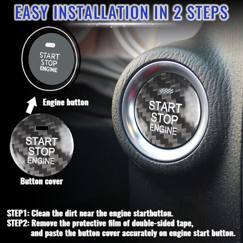 Carbon Fiber Push Start Button Cover Compatible with Mazda CX-3 CX-4 CX-5 CX-8 MX-5 Axela Atenza Engine Start Stop Button Cover Key Ignition Switch Cover Black in Saudi Arabia