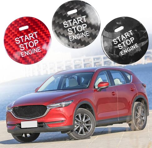 Carbon Fiber Push Start Button Cover Compatible with Mazda CX-3 CX-4 CX-5 CX-8 MX-5 Axela Atenza Engine Start Stop Button Cover Key Ignition Switch Cover Black in Saudi Arabia
