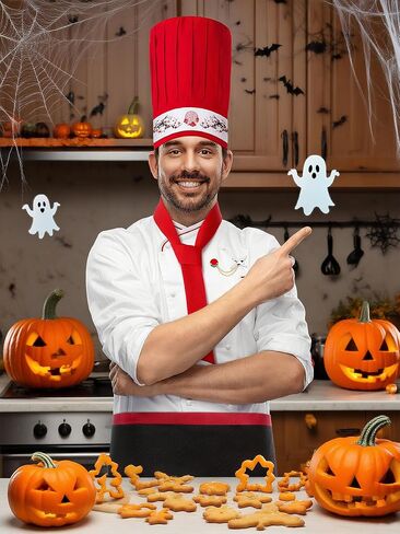 Bonuci 12pcs Hibachi Chef Costume Set Chef Hat Apron Japanese Headband Tie Flying Crane Brooch Cook Outfit for Hibachi Party BBQ Birthday Halloween Party Decorations in Saudi Arabia