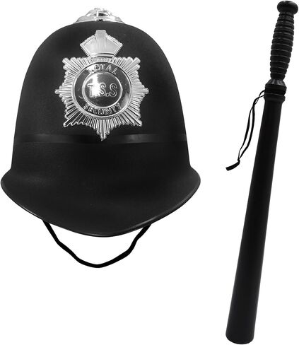 Nicky Bigs Novelties British Bobbie Hat and Baton Costume Prop Accessory Set Black in Saudi Arabia