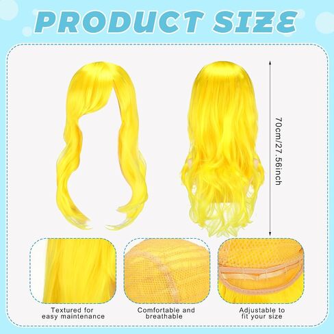 2 Pcs Halloween Blue Women Cosplay Costume White Knitted Hat and Yellow Wig Funny 80s 90s TV Show Character Cosplay in Saudi Arabia